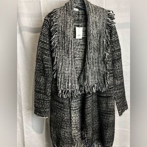 Vince Black Tweed Wool Coat Woman’s Long Jacket XL NWT (rare find)